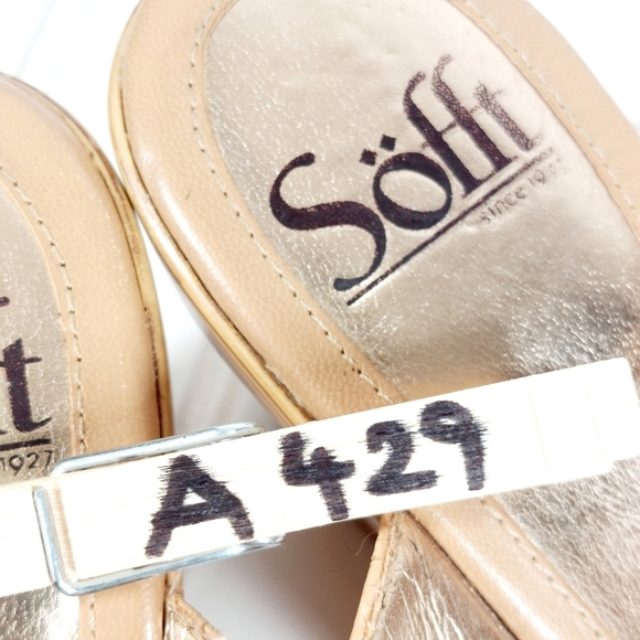 SOFFT Wedge Cork Tan Gold Accents Ultra Comfy Slip On Slide Sandals A429 - Picture 14 of 14
